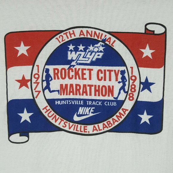 Vtg 80s Rocket City Marathon Race T-Shirt Sz L